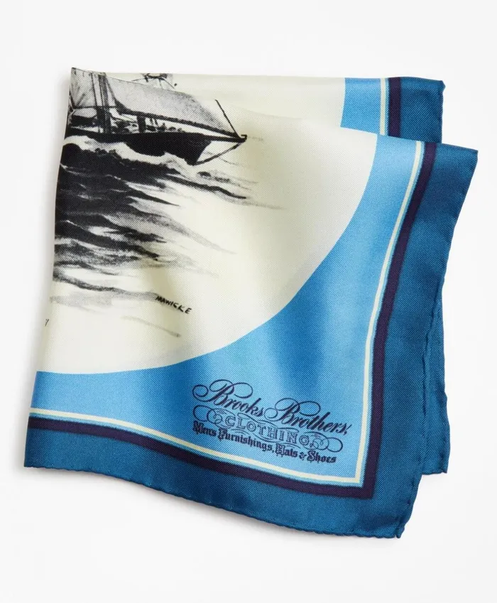 Brooks Brothers Pocket Squares and Handkerchiefs Limited Edition Archival Collection Spring 1977 Silk Pocket Square Blue 8211 Men Brooks Brothers Pocket Squares and Handkerchiefs Limited Edition Archival Collection Spring 1977 Silk Pocket Square Blue 8211 Men