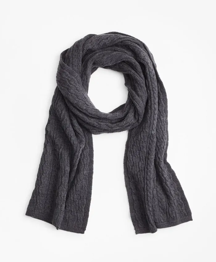Brooks Brothers Scarves Hats and Gloves CableKnit Merino Wool Scarf Charcoal 8211 Women Brooks Brothers Scarves Hats and Gloves CableKnit Merino Wool Scarf Charcoal 8211 Women
