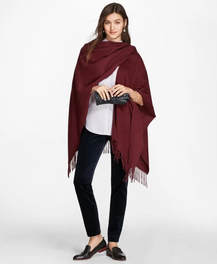 Brooks Brothers Scarves Hats and Gloves Cashmere Ruana Burgundy 8211 Women