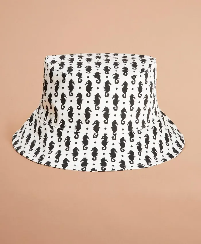 Brooks Brothers Scarves Hats and Gloves SeahorsePrint Bucket Hat Whiteblack 8211 Women Brooks Brothers Scarves Hats and Gloves SeahorsePrint Bucket Hat Whiteblack 8211 Women