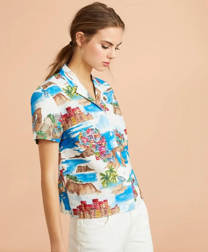 Brooks Brothers Shirts and Tops CostalPrint LinenCotton Camp Shirt Whitemulti 8211 Women Brooks Brothers Shirts and Tops CostalPrint LinenCotton Camp Shirt Whitemulti 8211 Women