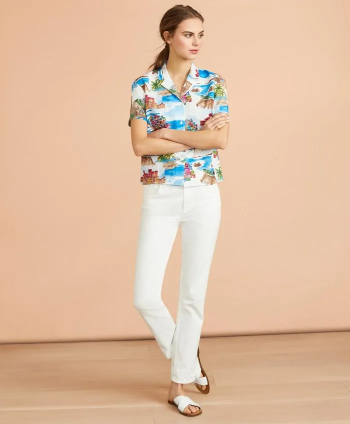 Brooks Brothers Shirts and Tops CostalPrint LinenCotton Camp Shirt Whitemulti 8211 Women Brooks Brothers Shirts and Tops CostalPrint LinenCotton Camp Shirt Whitemulti 8211 Women