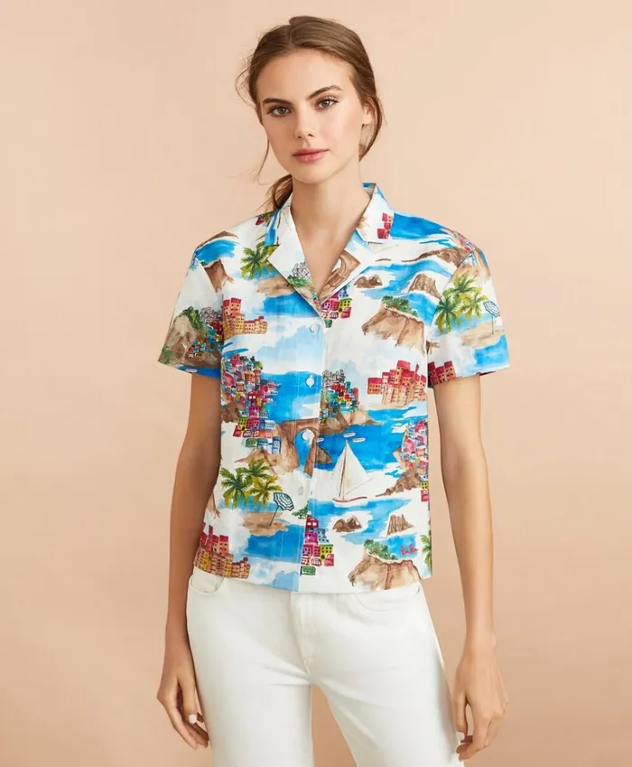 Brooks Brothers Shirts and Tops CostalPrint LinenCotton Camp Shirt Whitemulti 8211 Women Brooks Brothers Shirts and Tops CostalPrint LinenCotton Camp Shirt Whitemulti 8211 Women