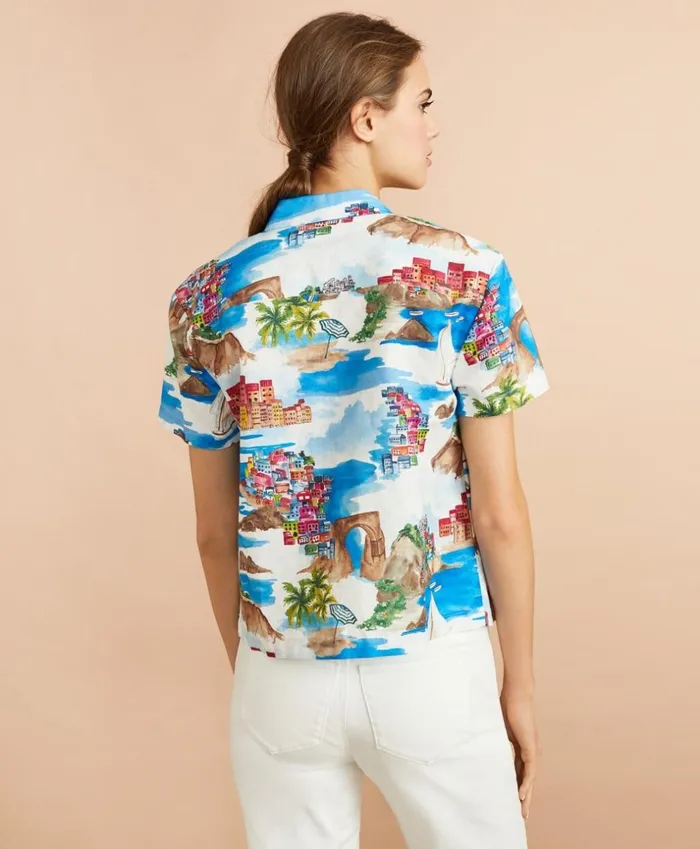 Brooks Brothers Shirts and Tops CostalPrint LinenCotton Camp Shirt Whitemulti 8211 Women Brooks Brothers Shirts and Tops CostalPrint LinenCotton Camp Shirt Whitemulti 8211 Women