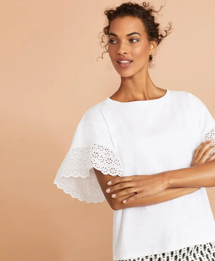 Brooks Brothers Shirts and Tops EyeletTrim Oversize TShirt White 8211 Women