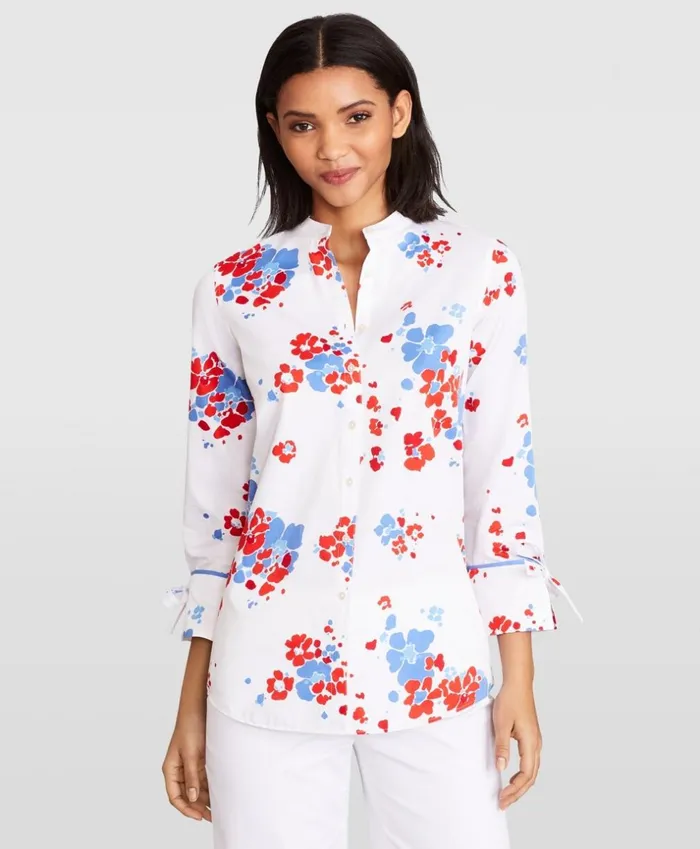 Brooks Brothers Shirts and Tops FloralPrint Supima Cotton Sateen Tunic White 8211 Women Brooks Brothers Shirts and Tops FloralPrint Supima Cotton Sateen Tunic White 8211 Women