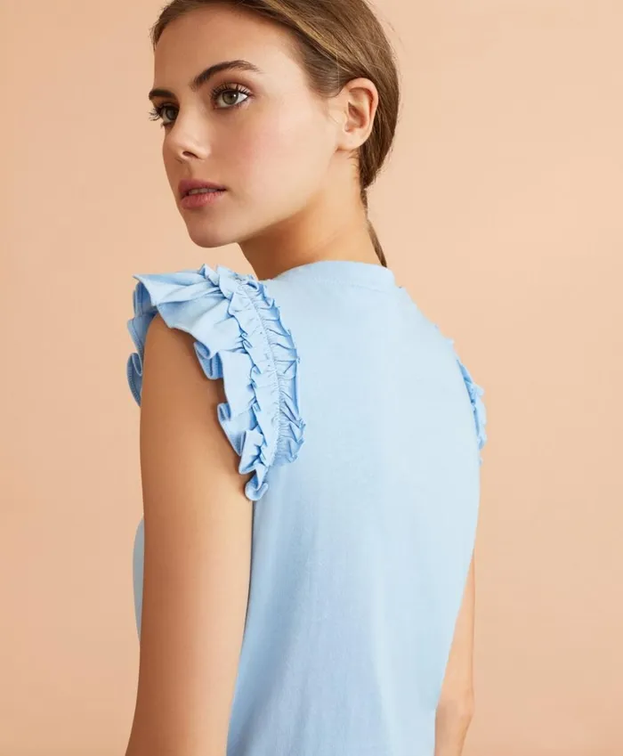 Brooks Brothers Shirts and Tops FlounceSleeve Top Light Blue 8211 Women