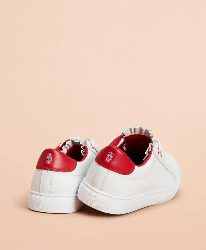 Brooks Brothers Shoes and Belts RuffleTrim ColorBlock Leather LowTop Sneakers Red 8211 Women Brooks Brothers Shoes and Belts RuffleTrim ColorBlock Leather LowTop Sneakers Red 8211 Women