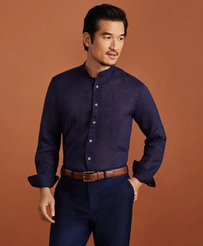 Brooks Brothers Sport Shirts Golden Fleece Regent Fit Band Collar Linen Sport Shirt Navy 8211 Men Brooks Brothers Sport Shirts Golden Fleece Regent Fit Band Collar Linen Sport Shirt Navy 8211 Men