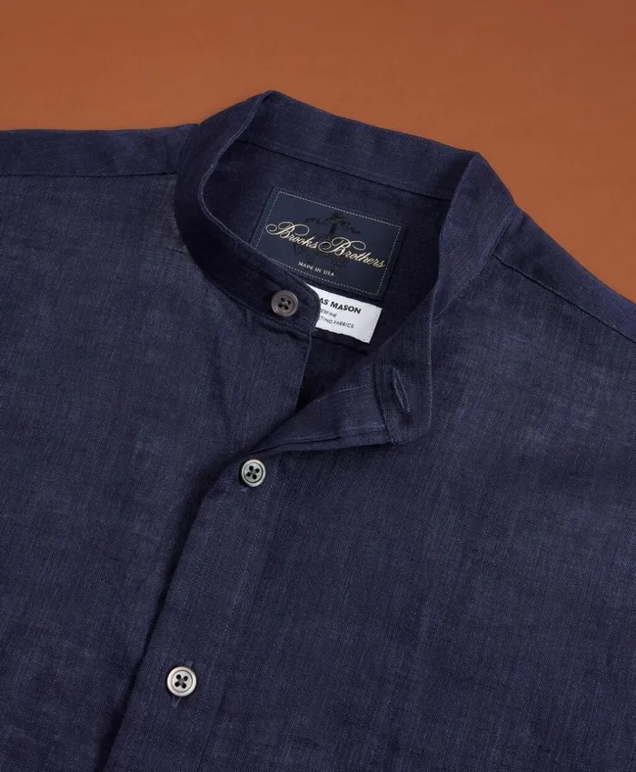 Brooks Brothers Sport Shirts Golden Fleece Regent Fit Band Collar Linen Sport Shirt Navy 8211 Men Brooks Brothers Sport Shirts Golden Fleece Regent Fit Band Collar Linen Sport Shirt Navy 8211 Men