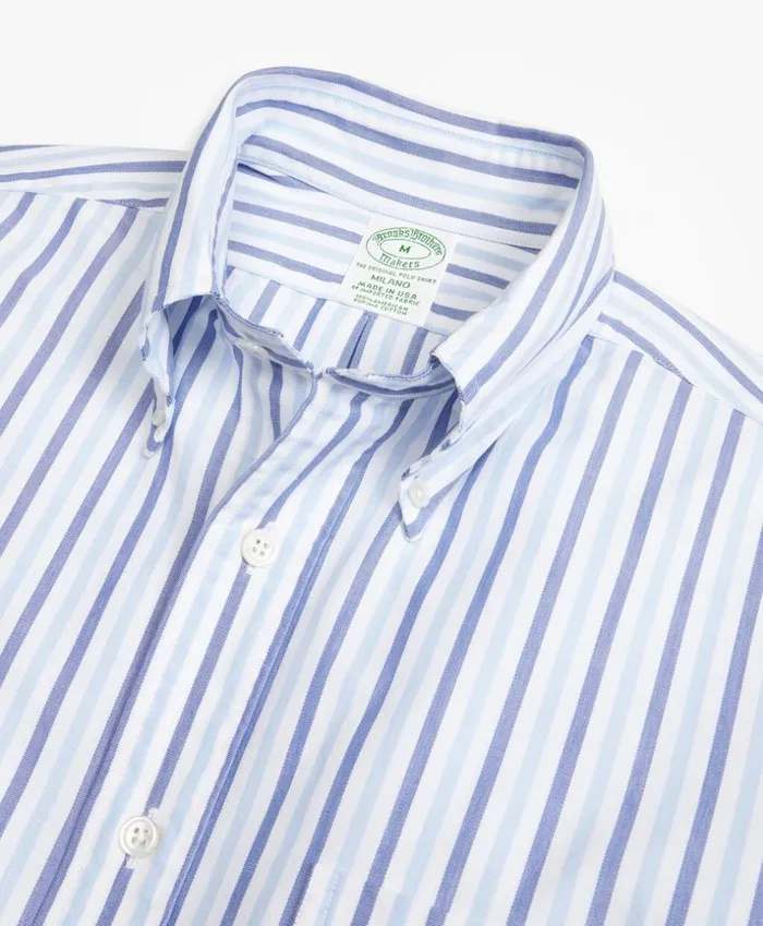 Brooks Brothers Sport Shirts Milano Fit Oxford Alternating Stripe Sport Shirt Navylight Blue 8211 Men Brooks Brothers Sport Shirts Milano Fit Oxford Alternating Stripe Sport Shirt Navylight Blue 8211 Men