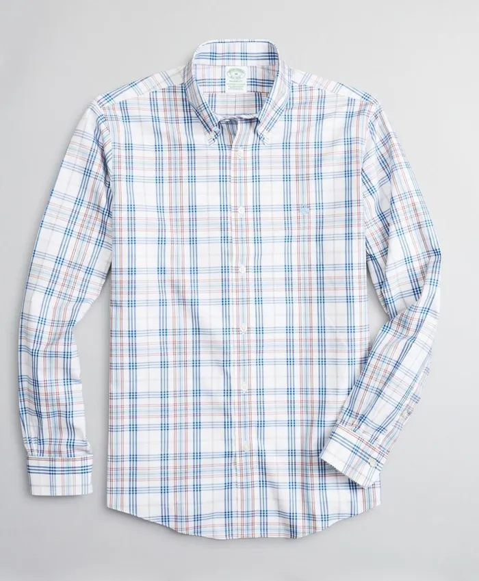 Brooks Brothers Sport Shirts Stretch Milano SlimFit Sport Shirt NonIron MultiPlaid Whitemulti 8211 Men Brooks Brothers Sport Shirts Stretch Milano SlimFit Sport Shirt NonIron MultiPlaid Whitemulti 8211 Men