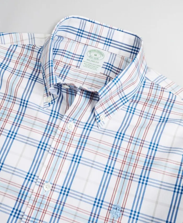 Brooks Brothers Sport Shirts Stretch Milano SlimFit Sport Shirt NonIron MultiPlaid Whitemulti 8211 Men Brooks Brothers Sport Shirts Stretch Milano SlimFit Sport Shirt NonIron MultiPlaid Whitemulti 8211 Men