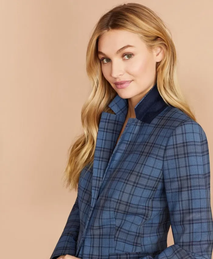 Brooks Brothers Suit Separates Tartan Wool Jacket Light Blue 8211 Women
