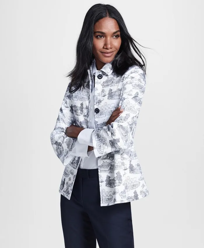Brooks Brothers Suit Separates Toile Canvas Jacket Whiteblue 8211 Women