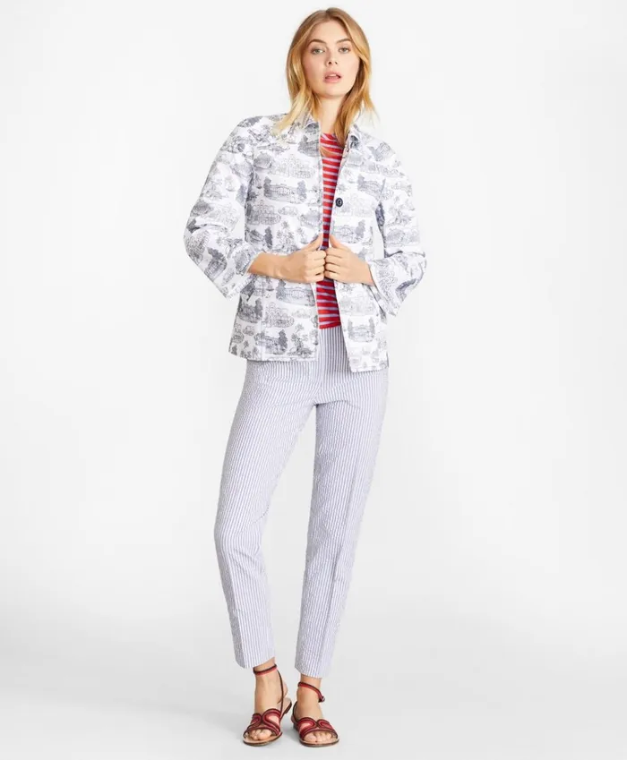 Brooks Brothers Suit Separates Toile Canvas Jacket Whiteblue 8211 Women Brooks Brothers Suit Separates Toile Canvas Jacket Whiteblue 8211 Women