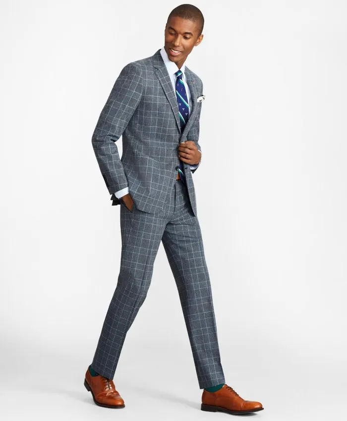 Brooks Brothers Suits Milano Fit Combo Check 1818 Suit Blue 8211 Men