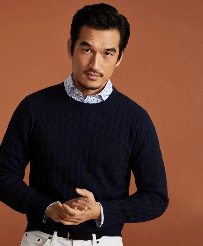 Brooks Brothers Sweaters Golden Fleece 3D Knit FineGauge CashmereSilk Textured Crewneck Sweater Dark Blue 8211 Men Brooks Brothers Sweaters Golden Fleece 3D Knit FineGauge CashmereSilk Textured Crewneck Sweater Dark Blue 8211 Men