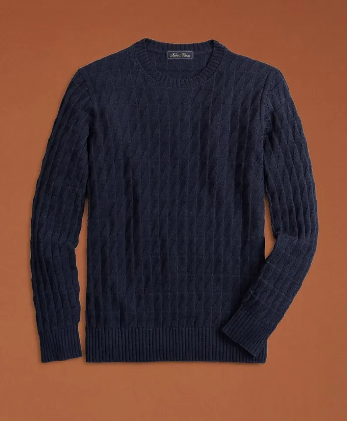 Brooks Brothers Sweaters Golden Fleece 3D Knit FineGauge CashmereSilk Textured Crewneck Sweater Dark Blue 8211 Men Brooks Brothers Sweaters Golden Fleece 3D Knit FineGauge CashmereSilk Textured Crewneck Sweater Dark Blue 8211 Men