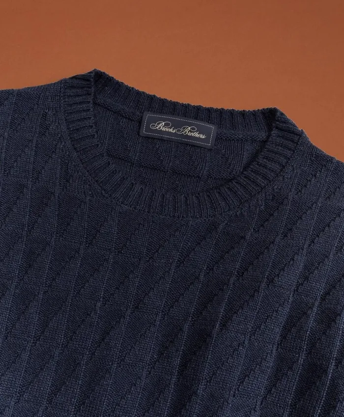 Brooks Brothers Sweaters Golden Fleece 3D Knit FineGauge CashmereSilk Textured Crewneck Sweater Dark Blue 8211 Men Brooks Brothers Sweaters Golden Fleece 3D Knit FineGauge CashmereSilk Textured Crewneck Sweater Dark Blue 8211 Men