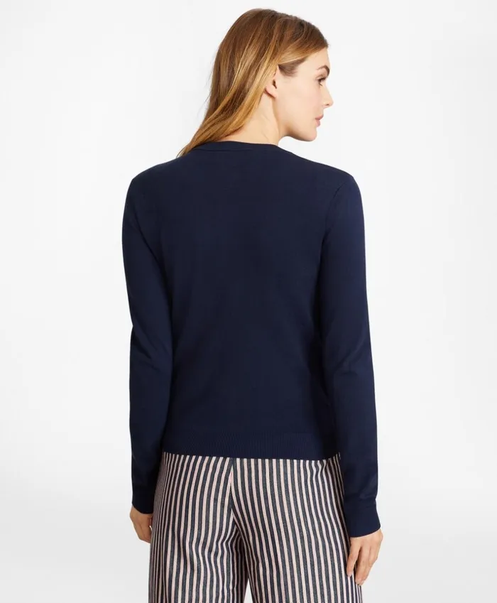 Brooks Brothers Sweaters GrosgrainTrimmed Cotton Cardigan Navy 8211 Women Brooks Brothers Sweaters GrosgrainTrimmed Cotton Cardigan Navy 8211 Women