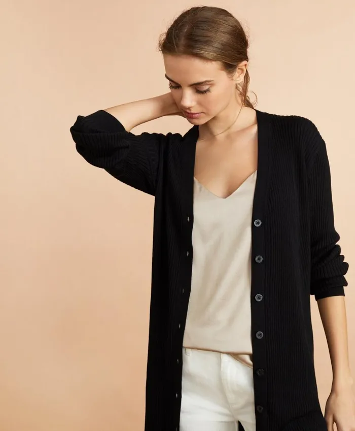Brooks Brothers Sweaters RibKnit Cotton Boyfriend Cardigan Black 8211 Women
