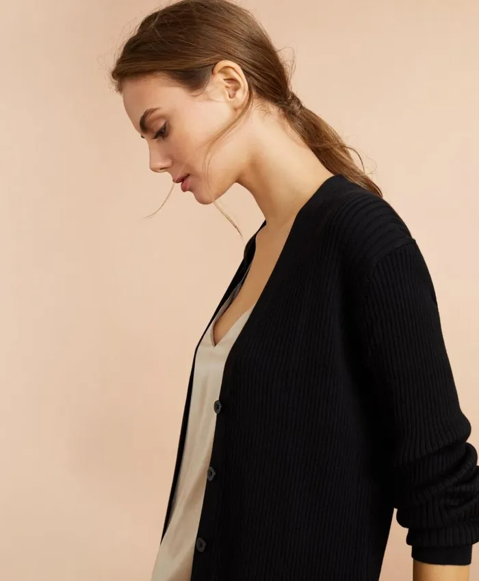Brooks Brothers Sweaters RibKnit Cotton Boyfriend Cardigan Black 8211 Women Brooks Brothers Sweaters RibKnit Cotton Boyfriend Cardigan Black 8211 Women