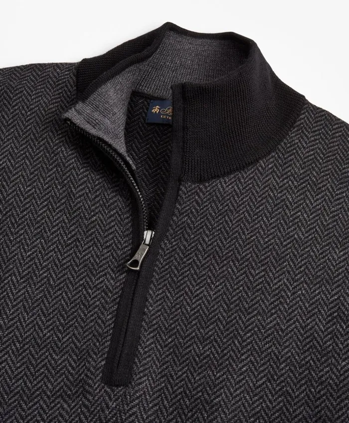 Brooks Brothers Sweaters Washable Merino Wool Herringbone HalfZip Black 8211 Men Brooks Brothers Sweaters Washable Merino Wool Herringbone HalfZip Black 8211 Men