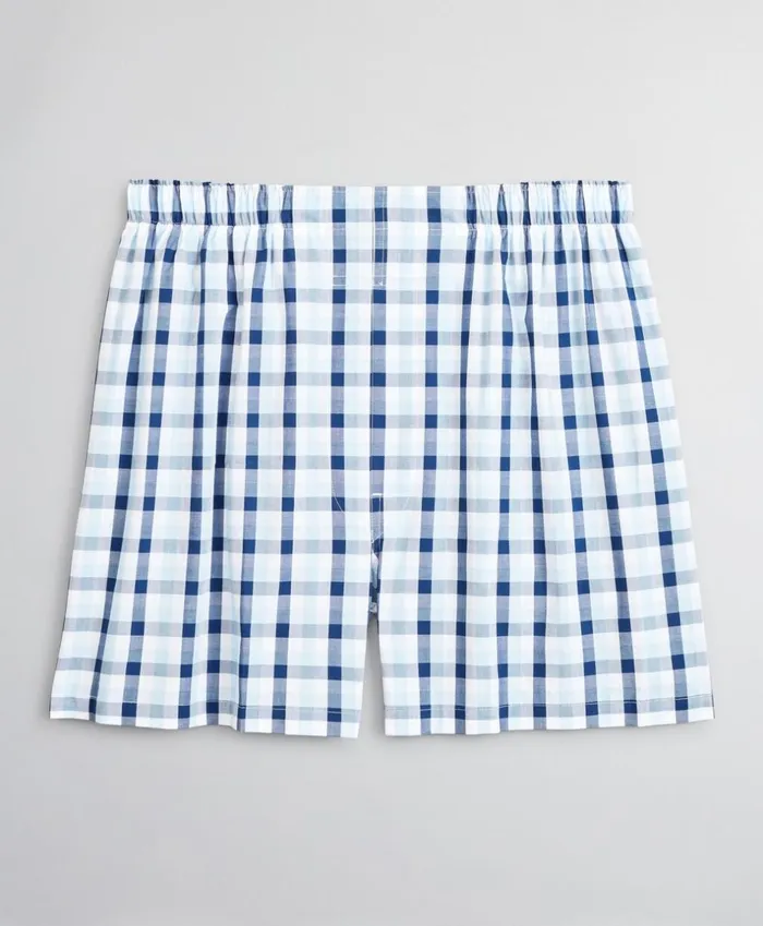 Brooks Brothers Underwear and Socks Traditional Fit Summer Plaid Boxers Blue 8211 Men