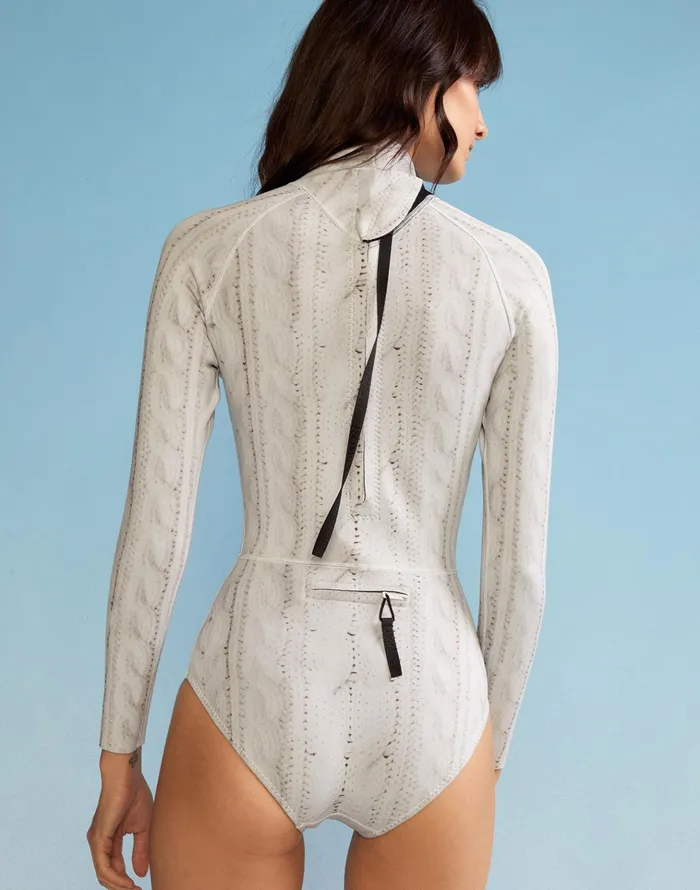 Cable Knit Wetsuit 8211 Cream Women Cynthia Rowley Surf and Swim