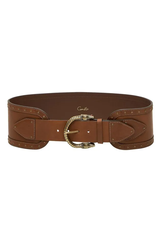 Camilla Belts Women Cinched Leather Belt Tan
