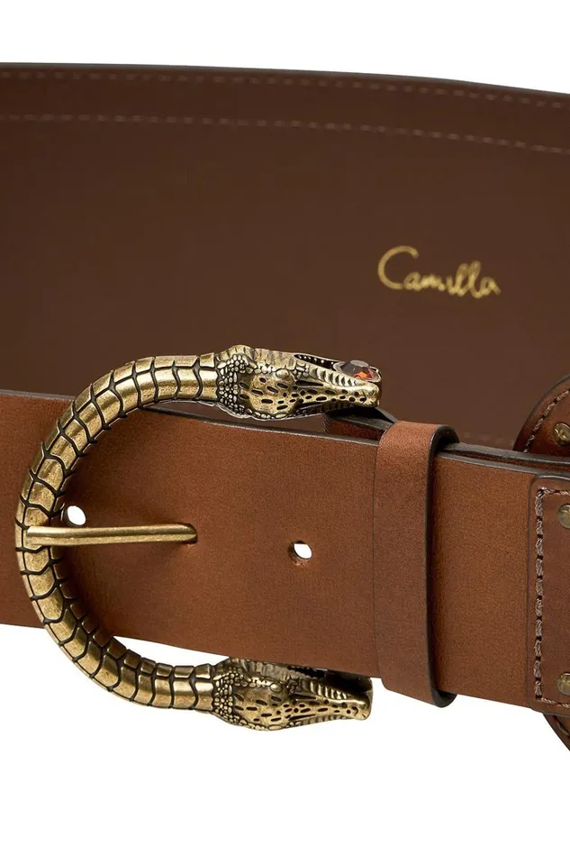 Camilla Belts Women Cinched Leather Belt Tan