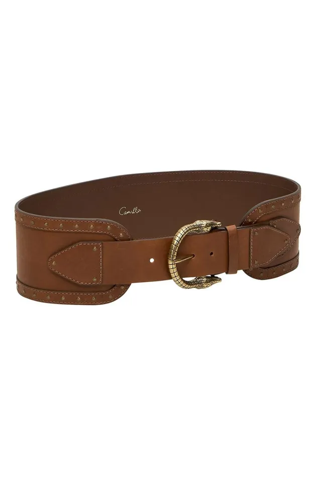 Camilla Belts Women Cinched Leather Belt Tan