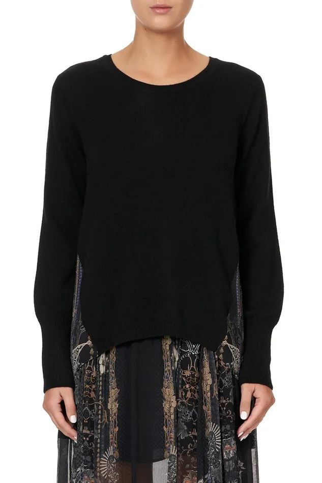 Camilla Knitwear Women Knit Jumper With Silk Godet Son Of Seven Queens