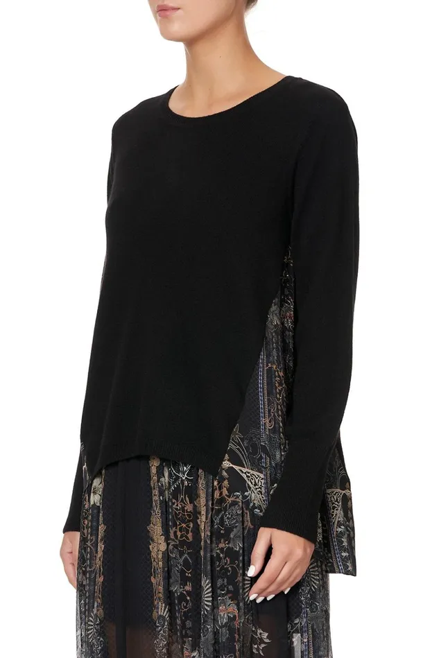 Camilla Knitwear Women Knit Jumper With Silk Godet Son Of Seven Queens