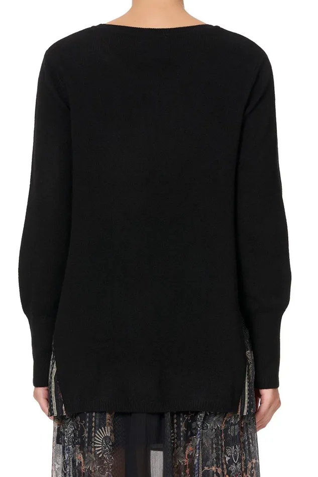 Camilla Knitwear Women Knit Jumper With Silk Godet Son Of Seven Queens