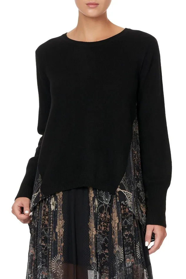 Camilla Knitwear Women Knit Jumper With Silk Godet Son Of Seven Queens
