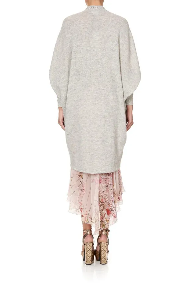 Camilla Knitwear Women Soft Knit Poncho With Embroidery Grey Istenanya