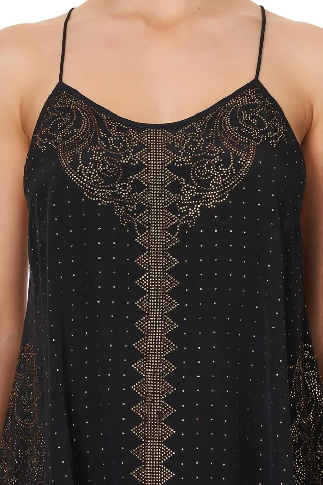 Camilla Modest Clothing Women T Back Shoestring Top Luxe Black