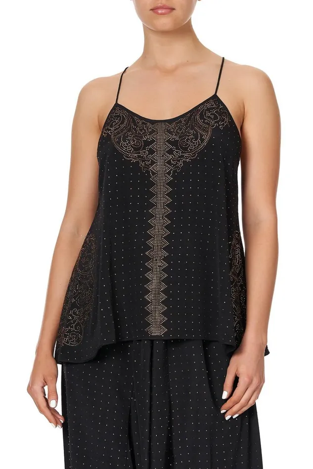 Camilla Modest Clothing Women T Back Shoestring Top Luxe Black