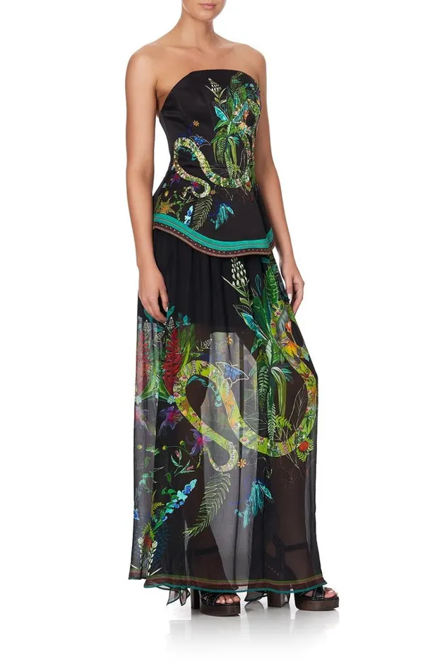 Camilla Party Dresses Women Curved Hem Zip Detail Corset River Cruise