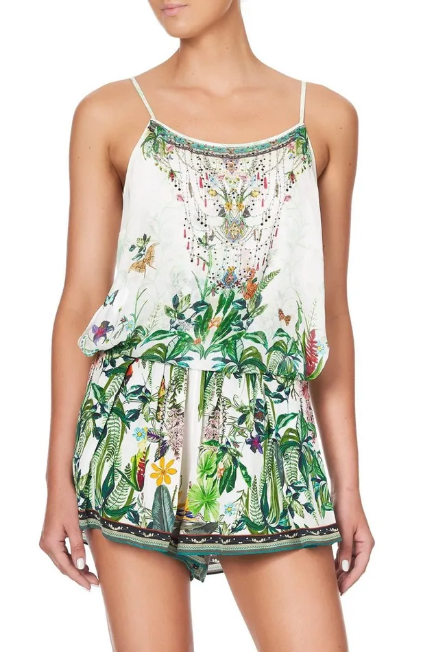 Camilla Playsuits and Jumpsuits Women Shoestring Strap Playsuit Daintree Darling Camilla Playsuits and Jumpsuits Women Shoestring Strap Playsuit Daintree Darling
