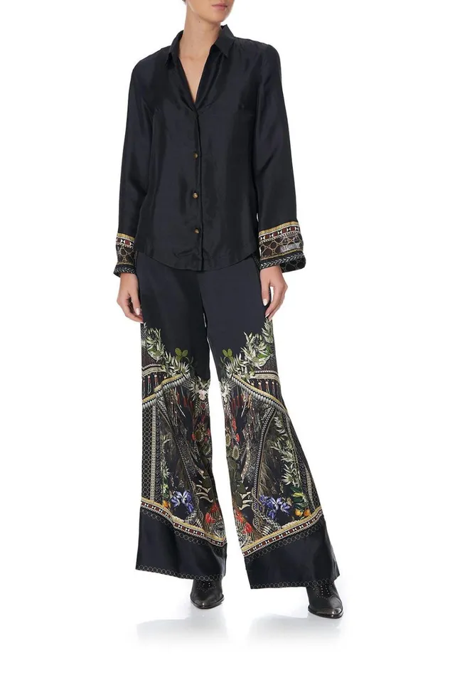 Camilla Tops Women Button Down Shirt With Contrast Botanical Chronicles