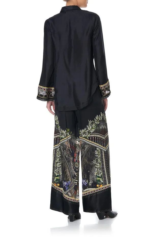 Camilla Tops Women Button Down Shirt With Contrast Botanical Chronicles