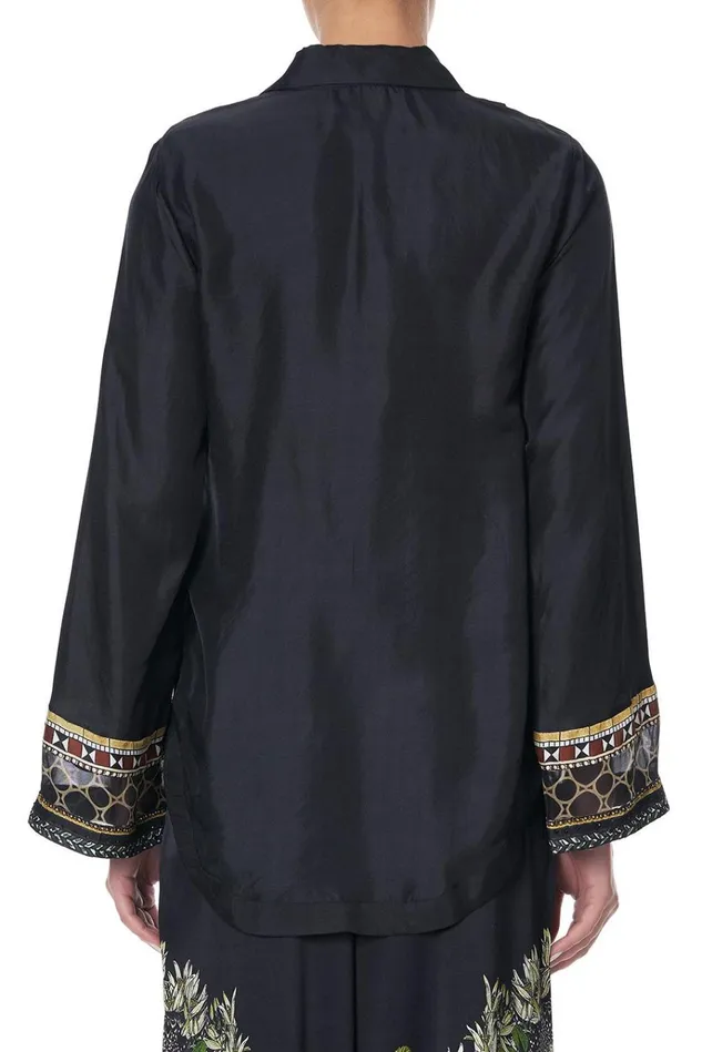 Camilla Tops Women Button Down Shirt With Contrast Botanical Chronicles