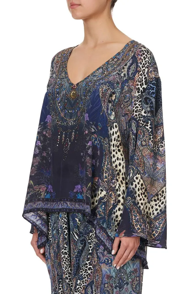 Camilla Tops Women V Neck ALine Blouse Festival Express