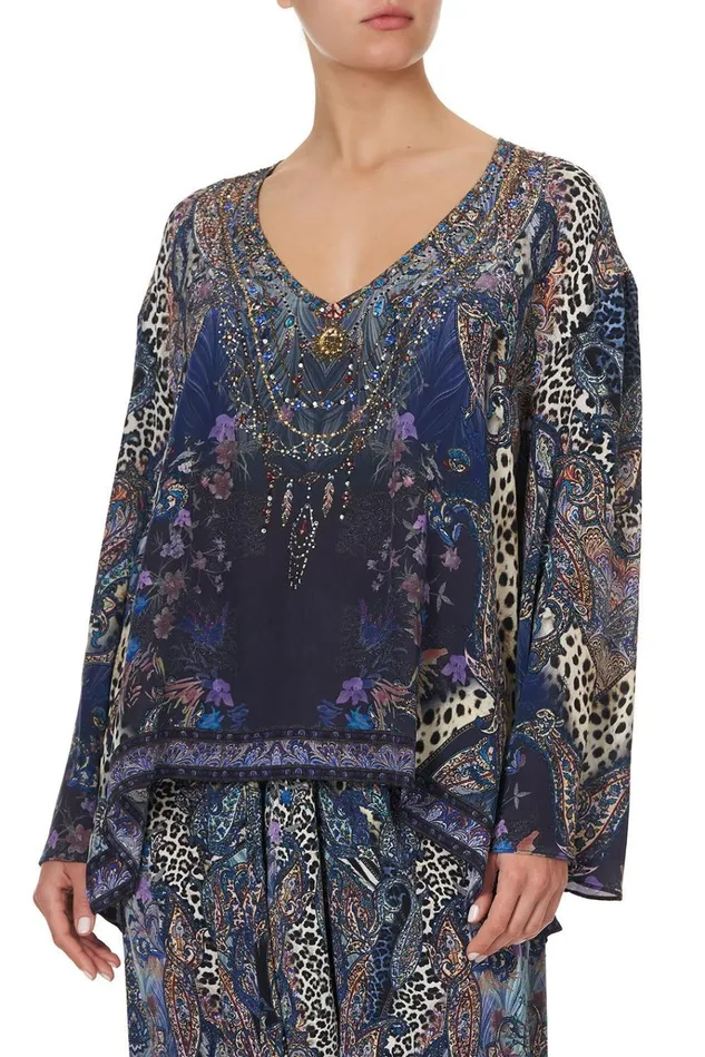 Camilla Tops Women V Neck ALine Blouse Festival Express