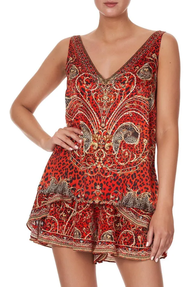 Camilla Tops Women V Neck Curved Hem Cami Slave To The Rhythm