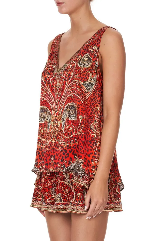 Camilla Tops Women V Neck Curved Hem Cami Slave To The Rhythm