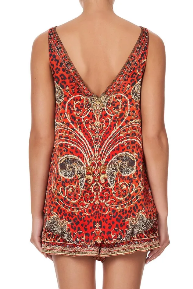Camilla Tops Women V Neck Curved Hem Cami Slave To The Rhythm